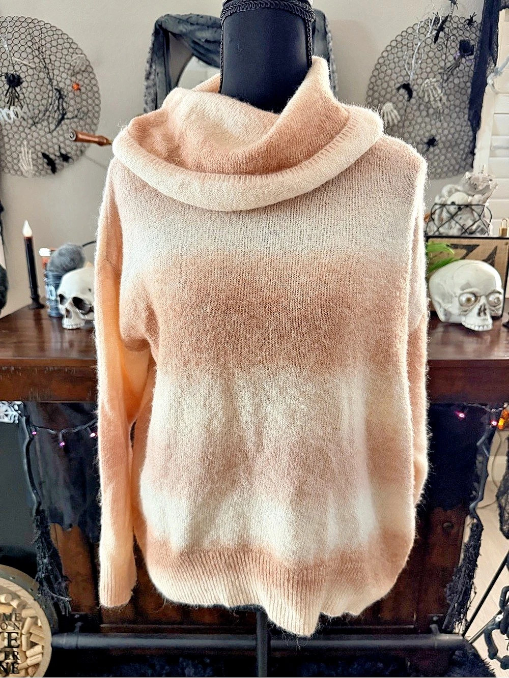 Badgley Mischka Color Block Cowl Neck Ombré Sweater